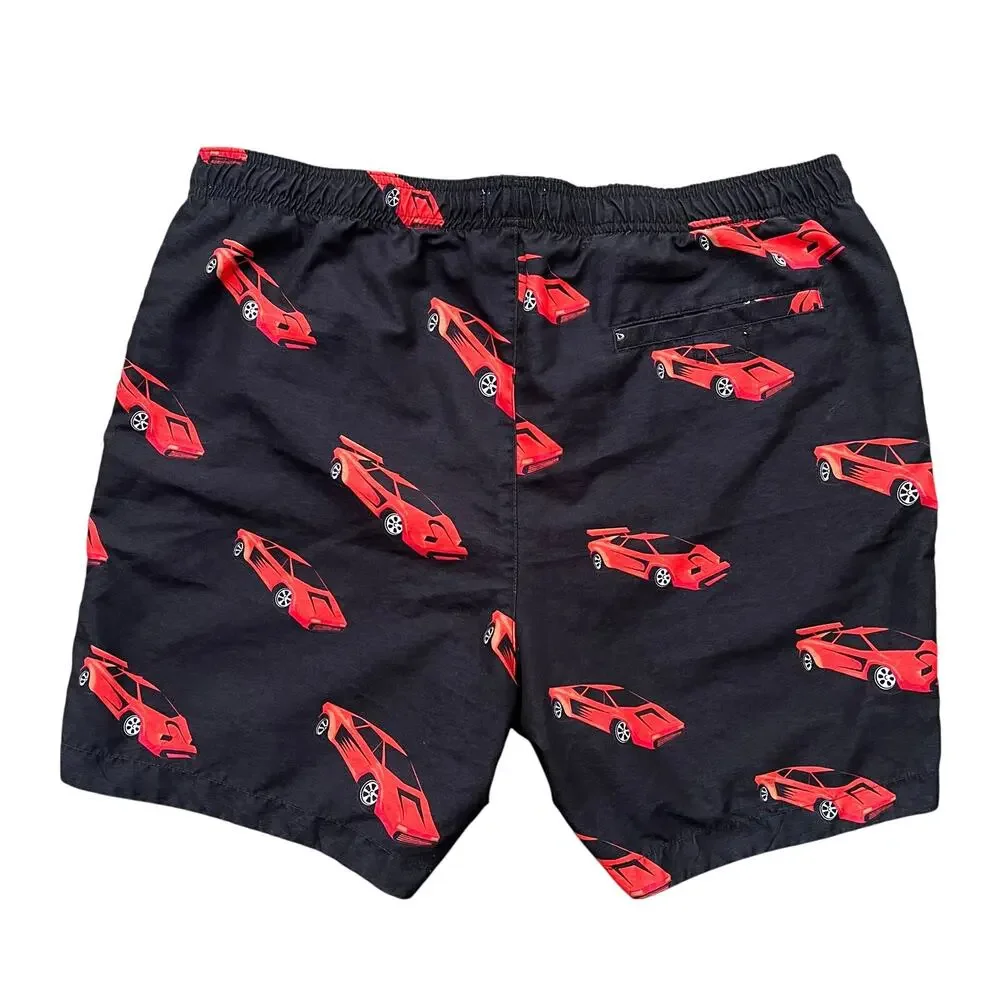 Modern Amusement Mens Sport Car Mesh Lined‎ Swim Trunks Shorts Drawstrings XL